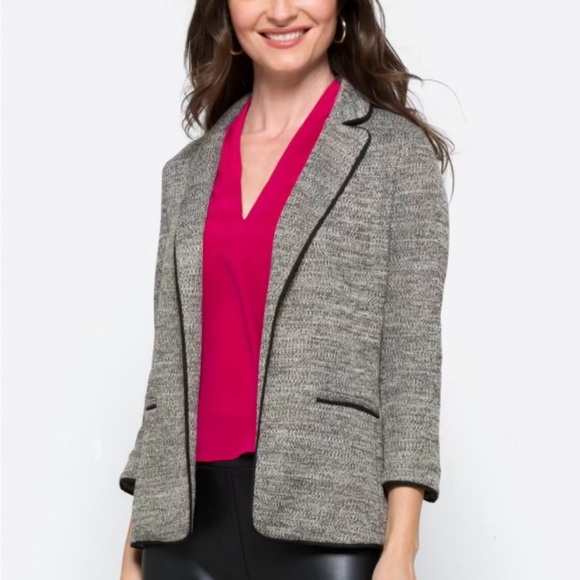 Textured Knit Blazer. Machine wash. Rayon, spandex, polyester. Nonstretch liner - Picture 2 of 11